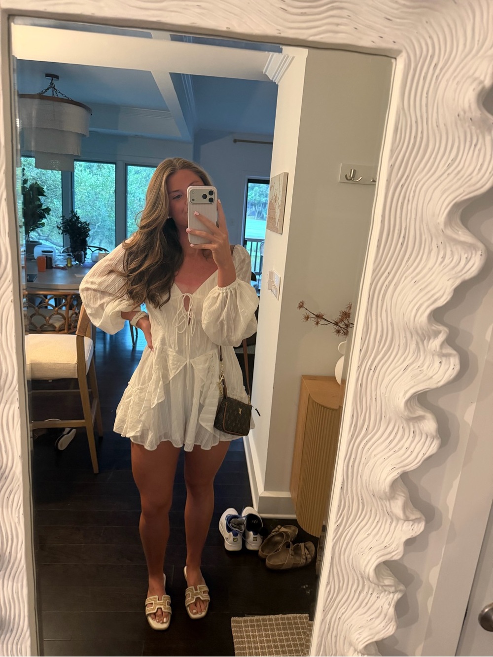White Tie-Front Tiered Romper Jumpsuit